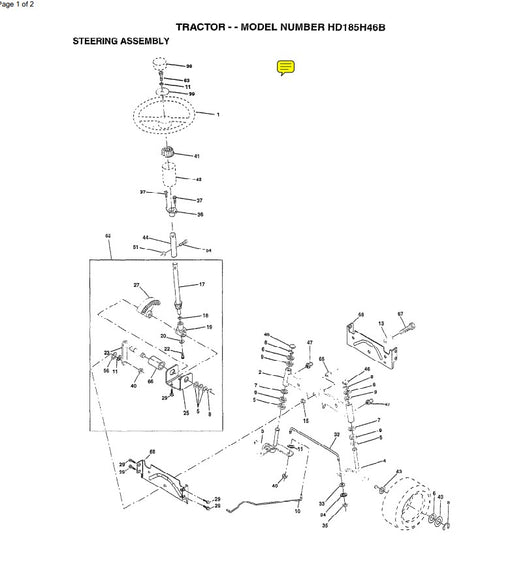 944.607352 Steering Assembly Parts list for Craftsman Tractor